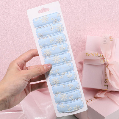 10 kom/lot Čvrste 2 inčne osnovne kopče za bebe ukošene kopče za kosu sa vezom od čipke Ukosnice za kosu od pamuka BB ukosnice za djevojčice