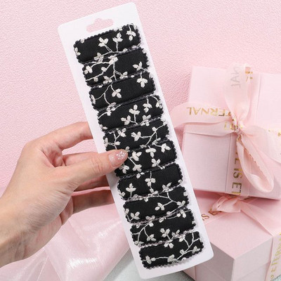 10 kom/lot Čvrste 2 inčne osnovne kopče za bebe ukošene kopče za kosu sa vezom od čipke Ukosnice za kosu od pamuka BB ukosnice za djevojčice