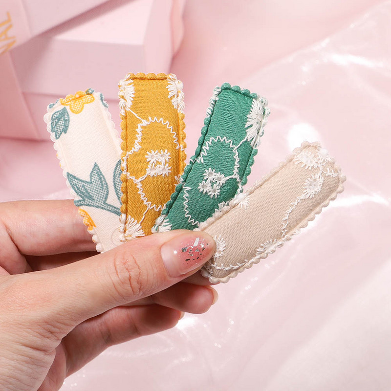 10 kom/lot Čvrste 2 inčne osnovne kopče za bebe ukošene kopče za kosu sa vezom od čipke Ukosnice za kosu od pamuka BB ukosnice za djevojčice