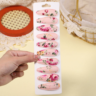 10db/szett édes virágmintás pattintható hajcsat gyerekeknek lányoknak vízcsepp alakú BB hajtűk csapok női divatos hajkiegészítők