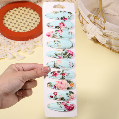 10db/szett édes virágmintás pattintható hajcsat gyerekeknek lányoknak vízcsepp alakú BB hajtűk csapok női divatos hajkiegészítők