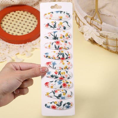 10db/szett édes virágmintás pattintható hajcsat gyerekeknek lányoknak vízcsepp alakú BB hajtűk csapok női divatos hajkiegészítők