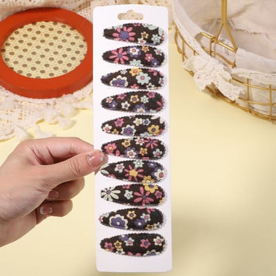 10db/szett édes virágmintás pattintható hajcsat gyerekeknek lányoknak vízcsepp alakú BB hajtűk csapok női divatos hajkiegészítők