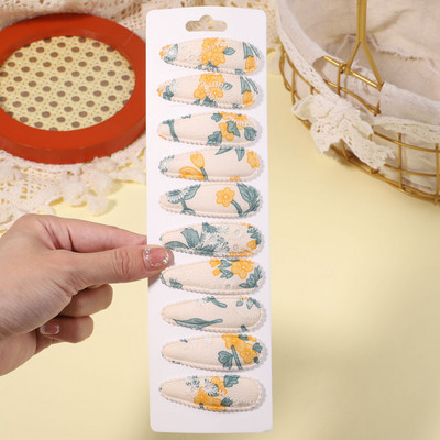 10db/szett édes virágmintás pattintható hajcsat gyerekeknek lányoknak vízcsepp alakú BB hajtűk csapok női divatos hajkiegészítők