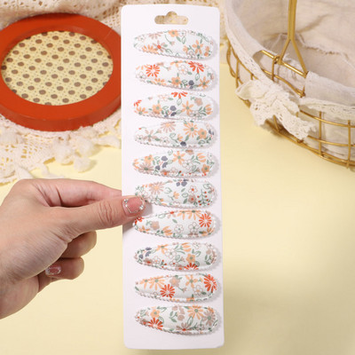 10db/szett édes virágmintás pattintható hajcsat gyerekeknek lányoknak vízcsepp alakú BB hajtűk csapok női divatos hajkiegészítők