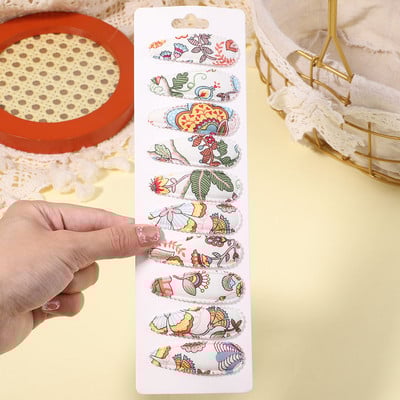 10db/szett édes virágmintás pattintható hajcsat gyerekeknek lányoknak vízcsepp alakú BB hajtűk csapok női divatos hajkiegészítők