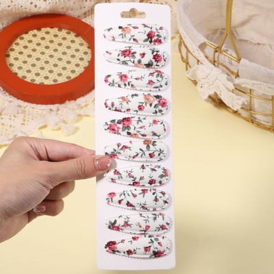 10db/szett édes virágmintás pattintható hajcsat gyerekeknek lányoknak vízcsepp alakú BB hajtűk csapok női divatos hajkiegészítők