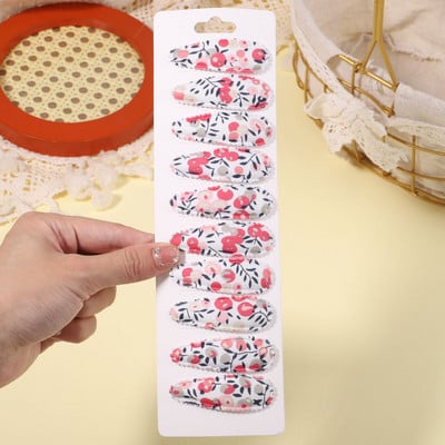 10db/szett édes virágmintás pattintható hajcsat gyerekeknek lányoknak vízcsepp alakú BB hajtűk csapok női divatos hajkiegészítők