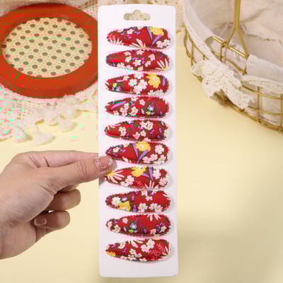 10db/szett édes virágmintás pattintható hajcsat gyerekeknek lányoknak vízcsepp alakú BB hajtűk csapok női divatos hajkiegészítők