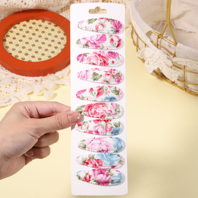 10db/szett édes virágmintás pattintható hajcsat gyerekeknek lányoknak vízcsepp alakú BB hajtűk csapok női divatos hajkiegészítők