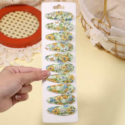 10db/szett édes virágmintás pattintható hajcsat gyerekeknek lányoknak vízcsepp alakú BB hajtűk csapok női divatos hajkiegészítők