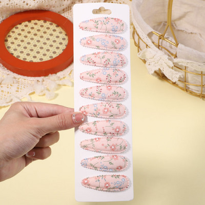 10db/szett édes virágmintás pattintható hajcsat gyerekeknek lányoknak vízcsepp alakú BB hajtűk csapok női divatos hajkiegészítők