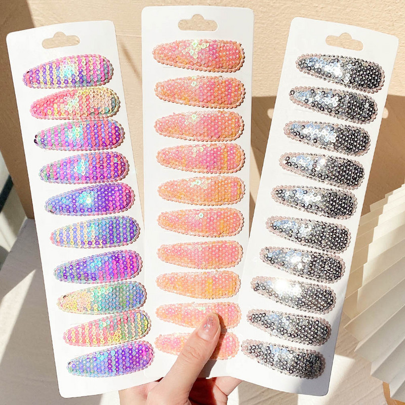 10 bucăți/set agrafe de păr cu paiete în degrade pentru copii, fete, clemă BB, agrafe de ac de păr lucrate manual, accesorii pentru păr, comerț cu ridicata