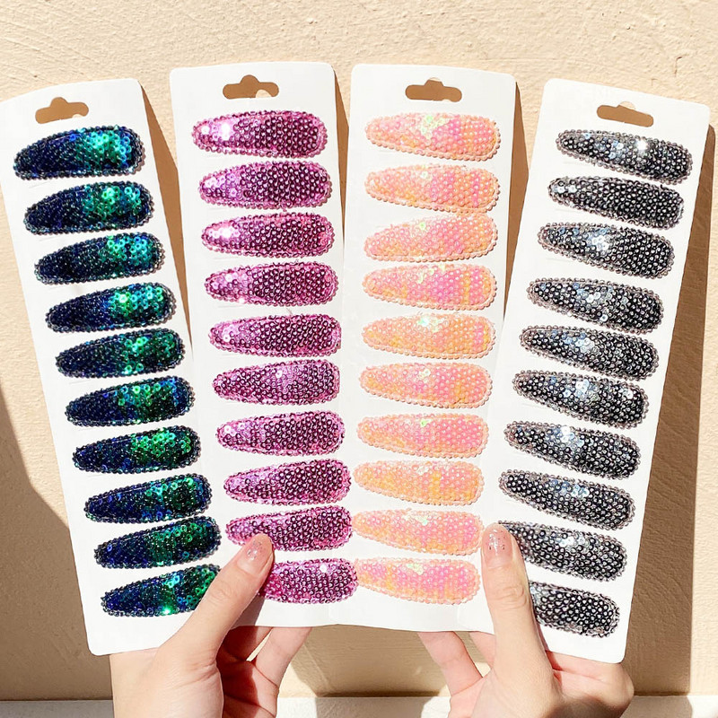 10 bucăți/set agrafe de păr cu paiete în degrade pentru copii, fete, clemă BB, agrafe de ac de păr lucrate manual, accesorii pentru păr, comerț cu ridicata