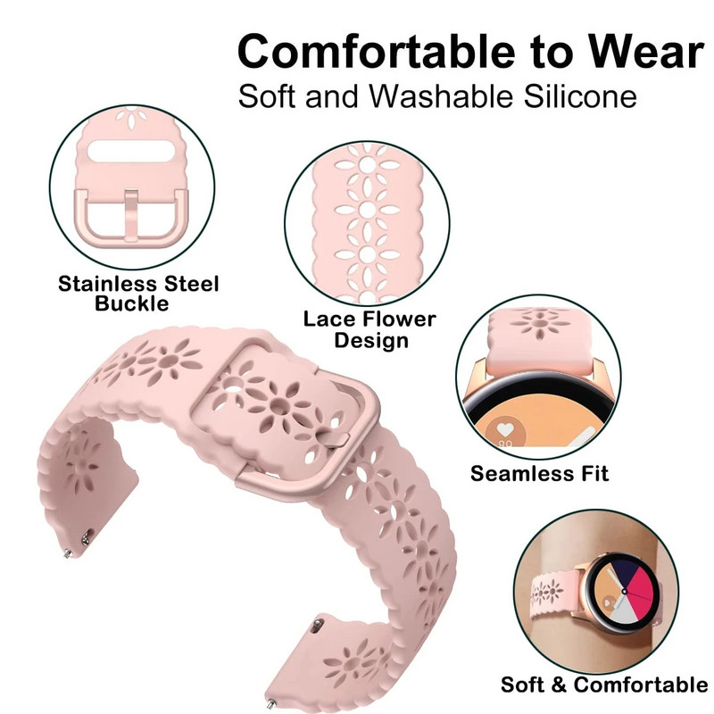 Čipkasti silikonski remen od 20 mm za Huami Amazfit GTS 3 2e 2 GTR 42 mm/Amazfit Bip 3 Pro narukvica za remen za sat za Amazfit Bip SU Pro bend