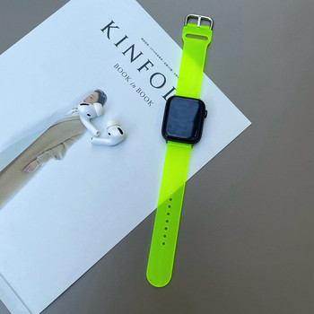 Прозрачна флуоресцентна каишка за Apple Watch Каишка 38 мм 42 мм 44 мм 40 мм Силиконова каишка за смарт часовник Гривна IWatch 6Se 5 4 3 Каишка