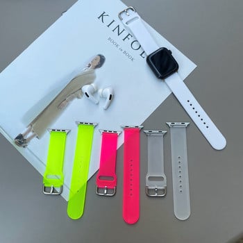 Διαφανές λουρί φθορισμού για Apple Watch Band 38mm 42mm 44mm 40mm σιλικόνης Smartwatch Watchband Βραχιόλι IWatch 6Se 5 4 3 Band