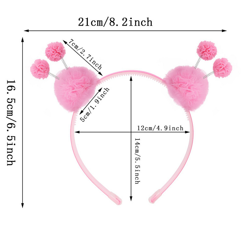 Candygirl slatka dvostruka pahuljasta traka za glavu jednobojna čipkana elastična pom pom uši Obruč za glavu za djevojčice Pokrivala za glavu Dodaci za kosu