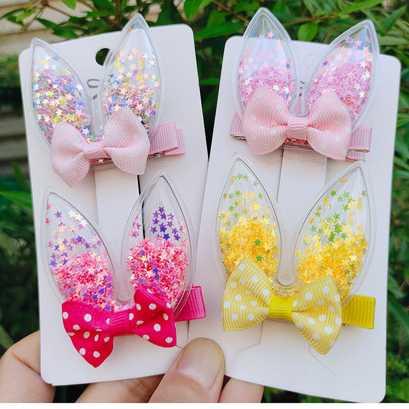 5 kom/lot Živi pijesak, svjetlucava ukosnica za zečje uho, rođendanski poklon, dodaci za kosu za djevojčice, dječja kopča za kosu