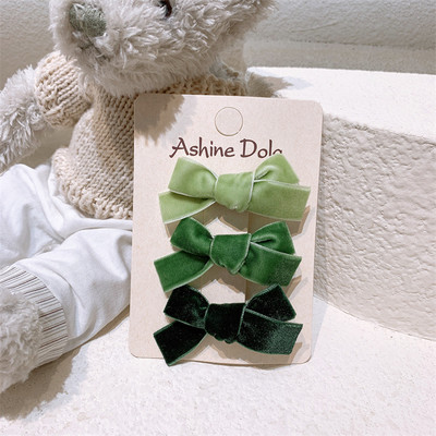 3 gab. Rudens un ziemas jauns modes Sweet Girl Princess Duckbill Clip Bērnu Vienkāršs samta loks matadata matu aksesuāri