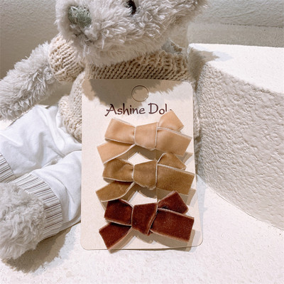 3 gab. Rudens un ziemas jauns modes Sweet Girl Princess Duckbill Clip Bērnu Vienkāršs samta loks matadata matu aksesuāri