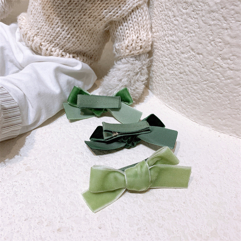 3 gab. Rudens un ziemas jauns modes Sweet Girl Princess Duckbill Clip Bērnu Vienkāršs samta loks matadata matu aksesuāri