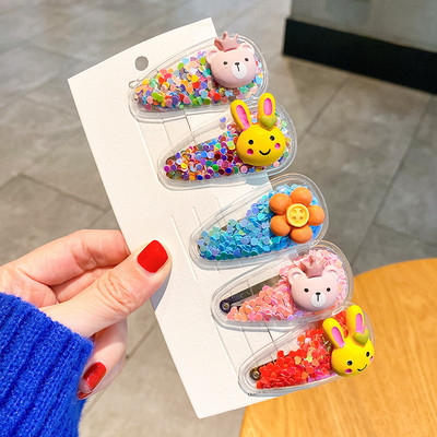 Set od 5 KOM Šljokice u slatkim bojama Ukosnice za žene Djevojke Ukosnice za djecu Lijepe kopče za kosu Geometrijski dodaci za kosu