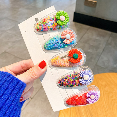 Set od 5 KOM Šljokice u slatkim bojama Ukosnice za žene Djevojke Ukosnice za djecu Lijepe kopče za kosu Geometrijski dodaci za kosu