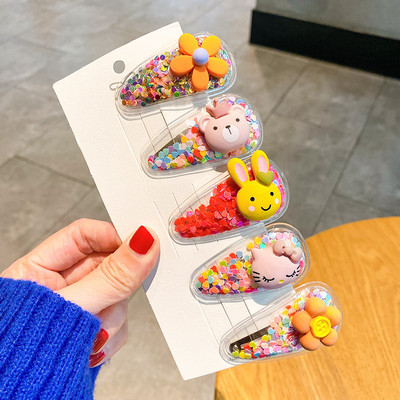 Set od 5 KOM Šljokice u slatkim bojama Ukosnice za žene Djevojke Ukosnice za djecu Lijepe kopče za kosu Geometrijski dodaci za kosu