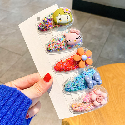 Set od 5 KOM Šljokice u slatkim bojama Ukosnice za žene Djevojke Ukosnice za djecu Lijepe kopče za kosu Geometrijski dodaci za kosu