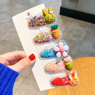 Set od 5 KOM Šljokice u slatkim bojama Ukosnice za žene Djevojke Ukosnice za djecu Lijepe kopče za kosu Geometrijski dodaci za kosu