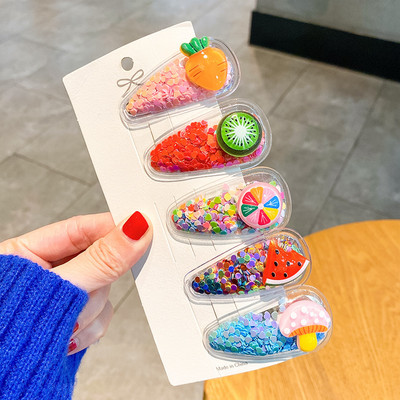 Set od 5 KOM Šljokice u slatkim bojama Ukosnice za žene Djevojke Ukosnice za djecu Lijepe kopče za kosu Geometrijski dodaci za kosu