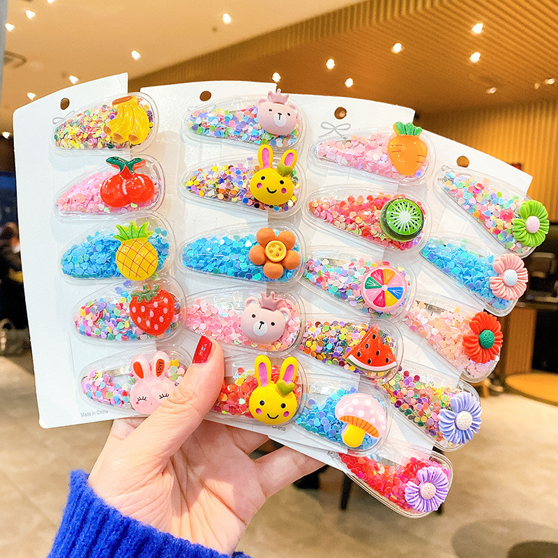 Set od 5 KOM Šljokice u slatkim bojama Ukosnice za žene Djevojke Ukosnice za djecu Lijepe kopče za kosu Geometrijski dodaci za kosu