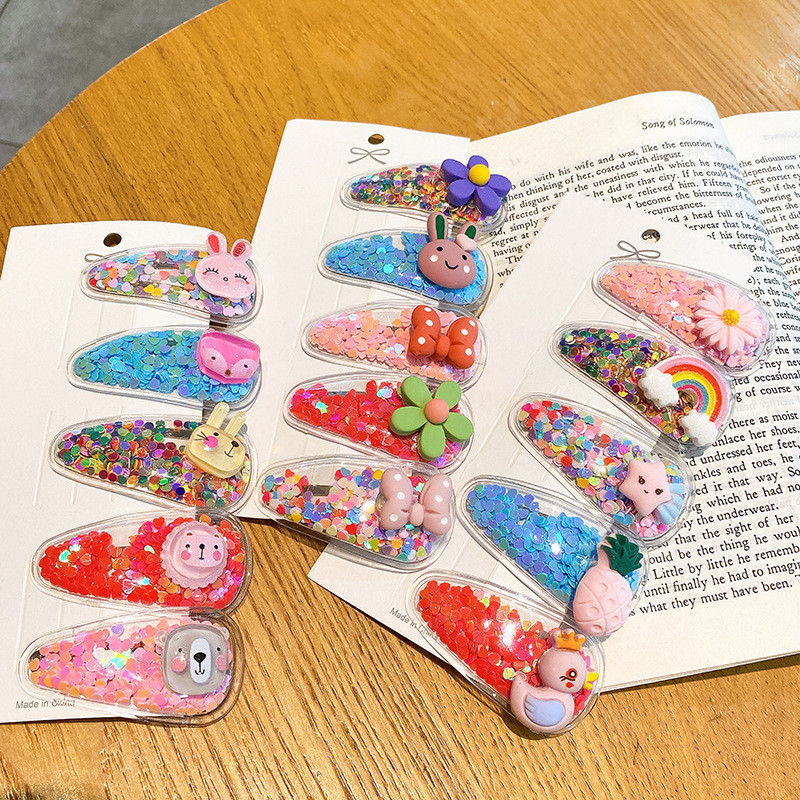 Set od 5 KOM Šljokice u slatkim bojama Ukosnice za žene Djevojke Ukosnice za djecu Lijepe kopče za kosu Geometrijski dodaci za kosu