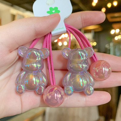 2kom akrilni kompleti elastičnih traka za kosu s medvjedom, dodaci za kosu, ručno rađena gumica za kosu, gumica za kosu