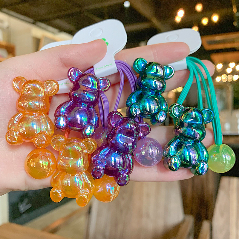 2kom akrilni kompleti elastičnih traka za kosu s medvjedom, dodaci za kosu, ručno rađena gumica za kosu, gumica za kosu