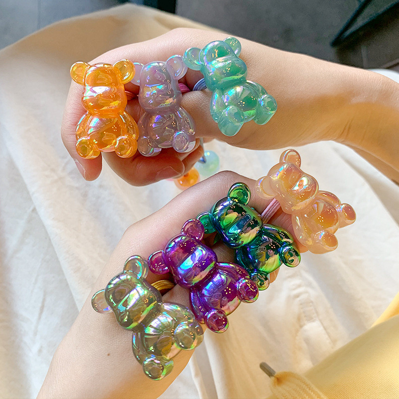 2kom akrilni kompleti elastičnih traka za kosu s medvjedom, dodaci za kosu, ručno rađena gumica za kosu, gumica za kosu