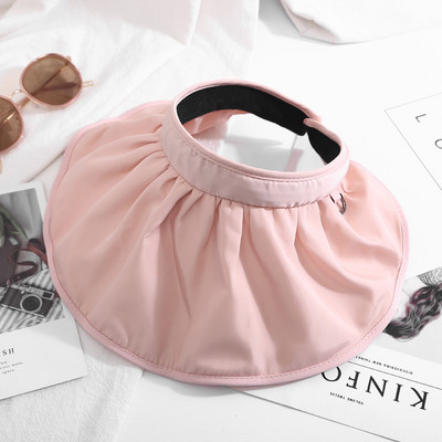 Pălărie de soare cu boruri largi, portabilă, pliabilă, pălărie de plajă, pentru femei, viziere superioare goale, șapcă, accesorii pentru păr, bentiță cu dublă utilizare Gorras