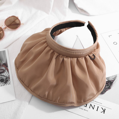 Pălărie de soare cu boruri largi, portabilă, pliabilă, pălărie de plajă, pentru femei, viziere superioare goale, șapcă, accesorii pentru păr, bentiță cu dublă utilizare Gorras