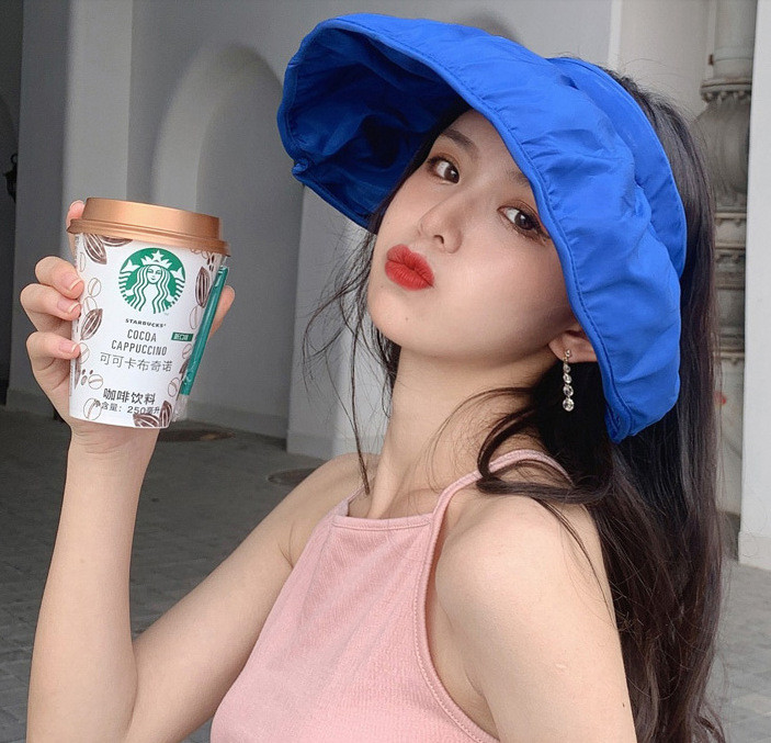 Pălărie de soare cu boruri largi, portabilă, pliabilă, pălărie de plajă, pentru femei, viziere superioare goale, șapcă, accesorii pentru păr, bentiță cu dublă utilizare Gorras