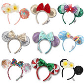 Noua disney prințesa Mickey Minnie bentiță cu paiete flori de Crăciun cosplay bentiță accesorii pentru păr Cadouri pentru petrecerea zilei de naștere