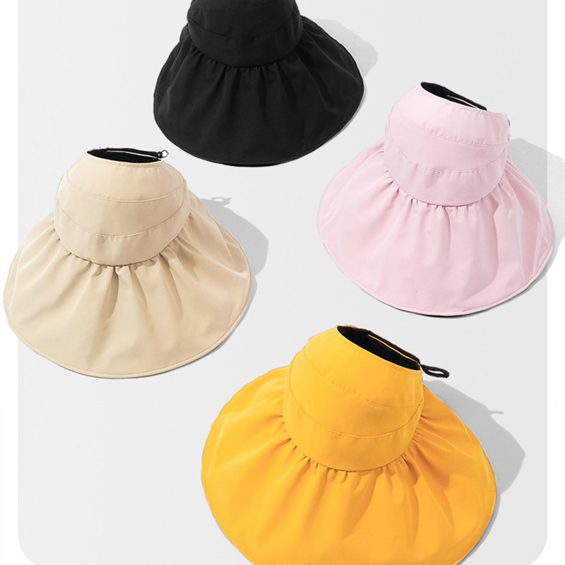 Pălărie de soare cu boruri largi de vară, goală, pentru femei, pălărie cu protecție solară anti UV, șapcă de plajă pentru femei, cu protecție solară în aer liber