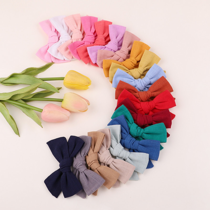 2 buc/lot 3,8" fundite de păr din bumbac solid pentru bebeluși agrafe de păr fete copii agrafe de păr cu fundătură agrafe de păr pentru copii