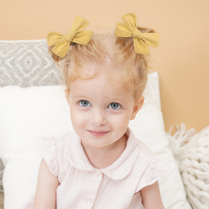 2 buc/lot 3,8" fundite de păr din bumbac solid pentru bebeluși agrafe de păr fete copii agrafe de păr cu fundătură agrafe de păr pentru copii