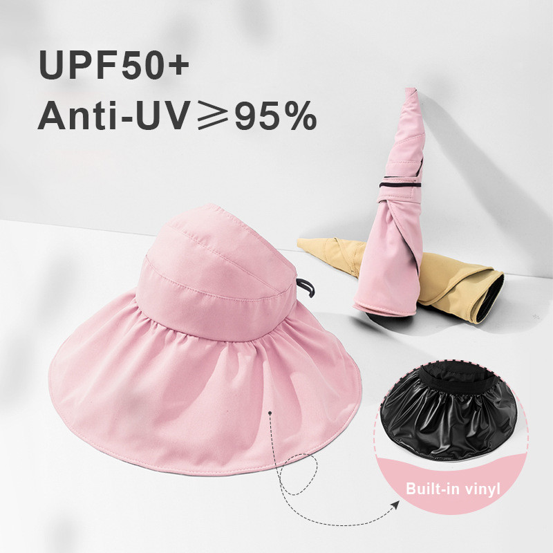 Ljetna dvoslojna ribarska kapa Ženska prazna gornja kapa za sunčanje Vanjski sklopivi šešir sa suncobranom za UV zaštitu Šešir za zaštitu od sunca