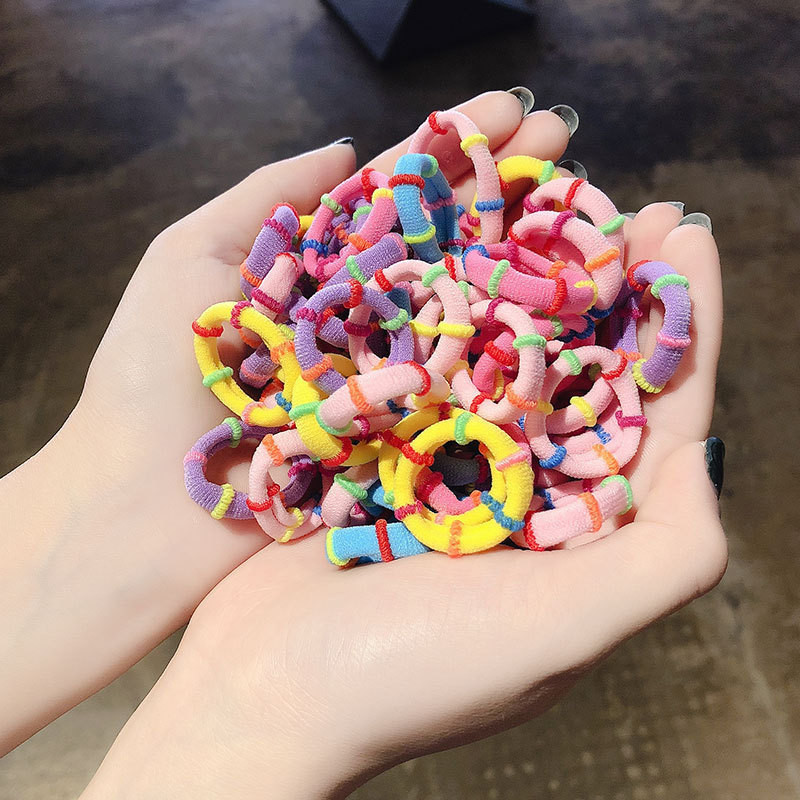 100 τμχ/παρτίδα Kawaii Girls Scrunchies Elastic Hair Band Παιδικά αξεσουάρ μαλλιών για γυναίκες Δαχτυλίδι μαλλιών Δαχτυλίδι μαλλιών Κορδέλες κεφαλής