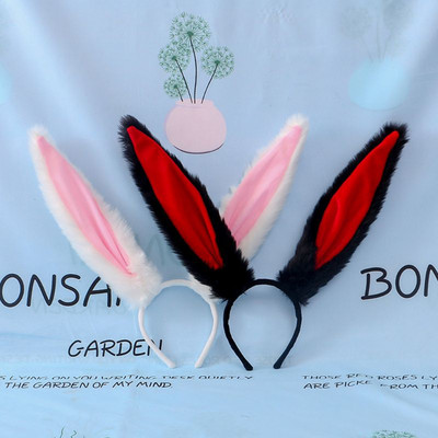 Γυναίκα κορίτσια Lolita Cosplay Headband Αφράτο βελούδινο γλυκό μακρύ κουνελάκι λαγουδάκι Ears Bandana Hair Hoop Cartoon Anime Headpiece