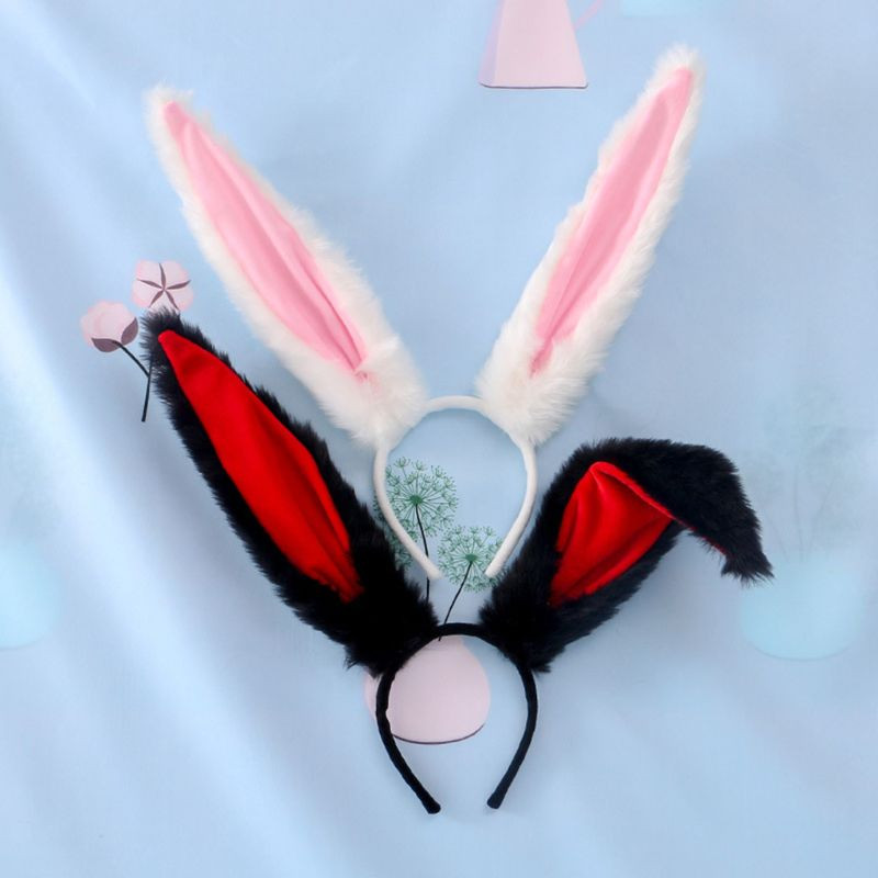 Naiste tüdrukute Lolita Cosplay peapael kohev plüüs, magus pikk jänkukõrvad, bandaan juukserõngas, multifilm, anime peakate