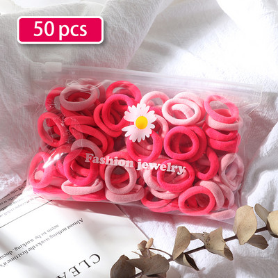 50tk Komplekt Tüdrukute Juuksepaelad Kommivärvid Elastsed Käterätikud Juukseaksessuaarid Beebi hobusesabahoidja Scrunchie peapael