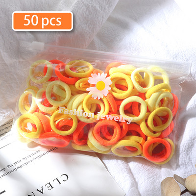 50tk Komplekt Tüdrukute Juuksepaelad Kommivärvid Elastsed Käterätikud Juukseaksessuaarid Beebi hobusesabahoidja Scrunchie peapael